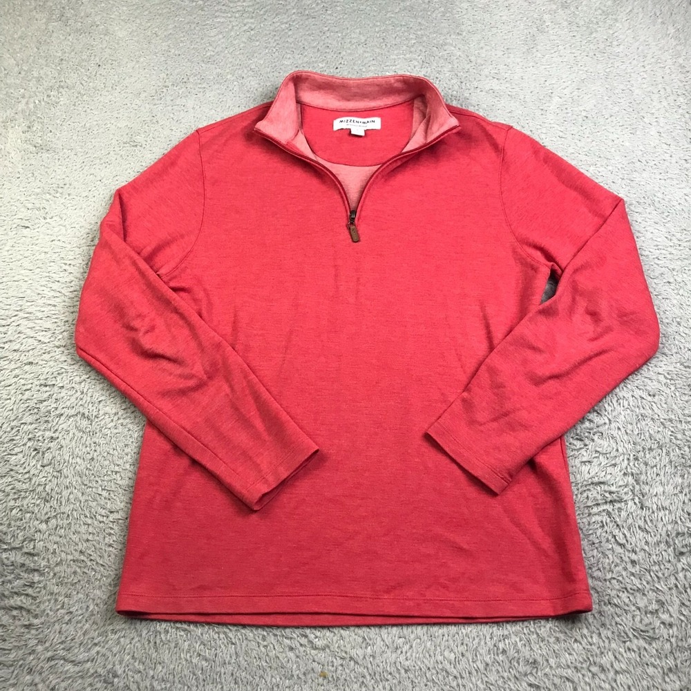 Mizzen & Main Sweater Mens S Red‎ Cotton Modal 1/4 Zip Performance Pullover